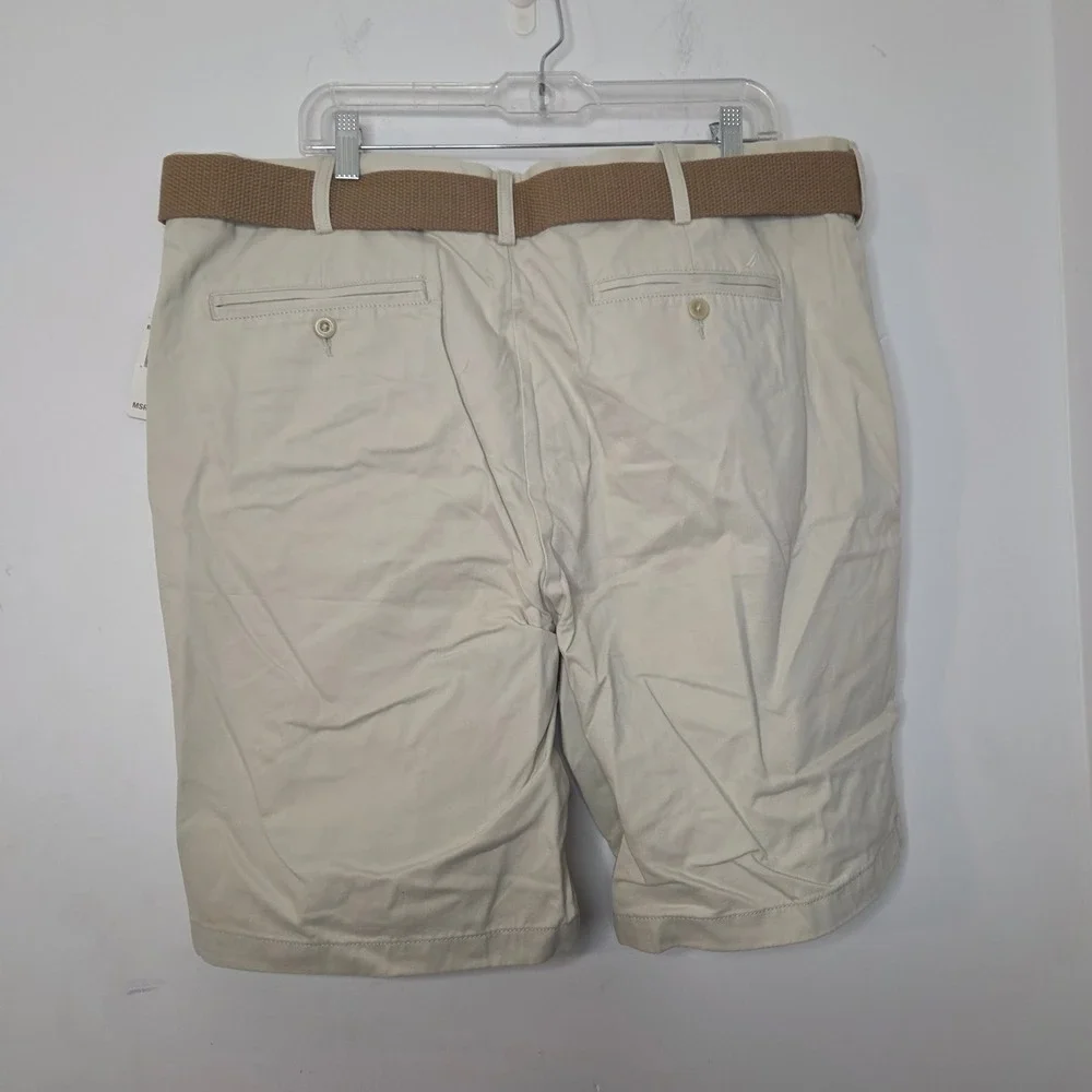 Nautica Mens Belted Deck Shorts Size 40 Khaki Beige Above The Knee New With Tags